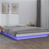 IKAYAA Rete Letto Matrimoniale 140x200 cm con LED Letto 140x200 cm Struttura Letto Matrimoniale Legno Massello di Pino-Bianco-140 x 200 cm
