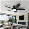 AQLEDY Ventilatore Pale Da Soffitto Con Luce E Telecomando, Silenzioso 5 Pale Lampadario Con Ventola, Dimmerabile LED Plafoniera Ventilatore Per Camera Da Letto, Cucina, Soggiorno-Black||42in