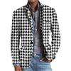 Tobysper Giacca da uomo vintage a quadri, con stampa risvolto, elegante, per il tempo libero, per l'autunno, in twill con tasche, blazer monopetto, Nero , XL