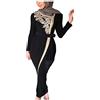 Bluelucon Abaya Musulmano Donna Islamica Medio Oriente Dubai Turchia Maxi Abaya Set Lungo Elegante Turco Musulmano Vestito Lungo Set Lunghezza Con Hijab, 0620B-nero, XL