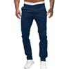 Generisch Pantaloni da uomo Slim Fit Skinny Stretch Chino Slim Fit Pantaloni a vita intera da uomo, casual, solido, lunghezza media tascabile, pantaloni alla moda, pantaloni sportivi chino, Blu marino, L