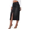Caziffer Midi Denim Gonna Donna Vita Alta Colore Solido Gonne Jean con Spacco Frontale Gonne Lunghe Casual (Azzurro, M)