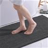 OLANLY Tappetino da bagno in ciniglia, antiscivolo, grande, 60 x 120 cm | Tappeto da bagno lavabile, morbido, assorbente, decorazione per il bagno, grigio scuro