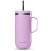 QWETCH - Cold Cup 600ml con manico e cannuccia - 24h Ghiacciato e 12h Freddo - Lavanda - Borraccia isotermica in acciaio inox, tazza thermos caffè