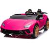 Mondial Toys Macchina Elettrica per Bambini Lamborghini Huracan Spyder 2 Posti con Ampio Sedile in Pelle - Auto Elettrica per due Bambini 24V Con Ruote in Gomma Full Optional (Rosa)