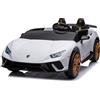 Mondial Toys Macchina Elettrica per Bambini Lamborghini Huracan Spyder 2 Posti con Ampio Sedile in Pelle - Auto Elettrica per due Bambini 24V Con Ruote in Gomma Full Optional (Bianco)