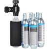 BriskMore - Kit di gonfiaggio CO2 con 5 cartucce CO2 da 16g per pneumatici da bicicletta, compatibile con valvole Presta e Schrader, pompa per pneumatici da bicicletta da montagna e strada, manicotto