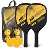 Lixada Racchetta Pickleball, Set di Racchette da Pickleball in Legno con 4 Palline, Presa ergonomica Comoda, Adatto per Interni ed Esterni, Adatto per Principianti