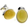 SilverAmber Jewellery M637C - Orecchini a perno ovali in argento Sterling 925, con ambra baltica color cognac, Argento sterling, ambra