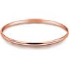 Dankadi Braccialetto sottile in argento 925, largo 3MM, piatto semi-rotondo, diametro 60MM 65MM 68MM, set da 1/2/3, placcato oro rosa, bracciale rigido liscio semplice stile classico per donna madre
