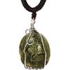 KETLIXS Collana di cristallo Moldavite,Ciondolo in pietra meteorite ceca grezza Pietra portafortuna,Verde,Forma irregolare,Involucro di filo
