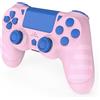 DYONDER Controller PS4 wireless per PS4/Pro/Slim e PC - Batteria 1000mAh, sensore di movimento a 6 assi, jack audio (rosa)