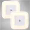 B.K.Licht Luce Notturna LED bambini, set di 2, Lampada da notte con Sensore di movimento, si accende automaticamente, Lampada parete con spina per camera da letto o corridoio, Luce calda 3000K, 0.4W, IP20