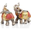 Wisifayardin ABEESEA Wisifayardin Wealth - Statuetta a forma di elefante portafortuna con tronco in su, statuetta da collezione, perfetta per la decorazione della casa, regalo dorato e rosso