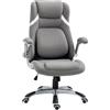 Vinsetto Sedia da Ufficio Ergonomica con Braccioli Ribaltabili e Poggiatesta, Sedia Scrivania Girevole con Supporto Lombare, Altezza Regolabile e Funzione Dondolo in Tessuto per Studio, Grigio
