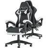 Racingreat Sedia da gaming, ergonomica, per gamer, con cuscino lombare e poggiatesta, regolabile in altezza, sedia per computer, per ufficio, per adulti, ragazze e ragazzi (Con poggiapiedi,Bianco
