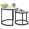 Ginhow Tavolino Salotto Rotondo, Set di 2 Tavolino Soggiorno Moderno, Gamba in Metallo Nero, Adatto per Soggiorno, Caffetteria, Lounge 50x45cm +40x35cm (Bianco+Nero)