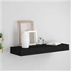 INLIFE Mensola sospesa con cassetto nero, 80 x 25 x 8 cm, nero, 5,8 kg