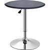 HOMCOM Tavolino da Bar Cromato, Regolabile in Altezza (67-93cm) con Sistema Lift Up, Piano Rotondo (Φ63cm) Girevole 360°