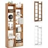HOMASIS Libreria da Parete a 6 Ripiani con 10 Scomparti e 2 Mensole, Libreria Verticale a Forma di Albero con 2 Dispositivi Anti-Ribaltamento, Scaffale per Soggiorno, 20 x 65 x 162 cm (Naturale)