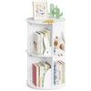WOLTU Libreria Rotante per Bambini a 2 Livelli, Porta Libri Girevole, Bianca per Soggiorno, Studio, Ufficio, Scaffale in Legno Autoportante
