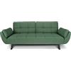 SAMIRA Divano Letto clic clac in Tessuto - Divano 3 posti mod. Ambra (Verde abete - piede nero)