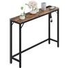 Litake Tavolino Sottile con Presa di Corrente e Porta USB - 100 x 23 x 80 cm, da Corridoio, Esposizione e Salotto - Stile Vintage, Marrone