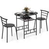 COSTWAY Tavolo da Pranzo con Sedie, Tavolo da Bar con Ripiano e 2 Sedie, Set Mobili da Bar per Sala da Pranzo, Balcone, in Legno e Metallo, Sedia Portata 150 kg (Nero)