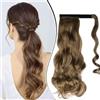Dcbaboo Coda Capelli Extension Ricci 50cm Posticci per Capelli Extension Coda Capelli Finti Clip Mossi Coda di Cavallo Ondulati Code Finte per Capelli Sintetici Lunghi Ponytail, Biondo cenere & Sporca
