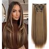 Cybelleza Extension Capelli Clip Lisci 65cm 6PCS Clip in Hair Extension per Capelli Sintetici Lunghi Finti Allugamento Effetto Naturale Dritti Posticci per Donna, Marrone medio & Biondo Scuro