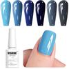 Vishine Smalto per unghie in gel semi-permanente, 6 colori UV LED, gel soak off, set di smalti gel blu navy serie 8 ml