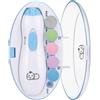 Royal Angels Tagliaunghie Elettrico Neonati 6 in 1, Kit Lima Unghie per Bambini e Neonati con Custodia Etichettata, 4 Testine Colorate e Luce LED (azzurro)