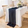 DecorMommt Runner Tavola Moderno in Chiffon Blu Scuro, Runner Decorazioni per la Casa, Runner da Tavolo Autunnale Tettangolare, per Matrimonio Compleanni Comunioni Feste Decorazione, 77x300cm
