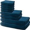 Ôhm Set di 8 Asciugamani | 2 Telo Doccia 70x140 cm + 2 Asciugamani Mani 40x70 cm + 4 Lavette Viso 30x30 cm | Telo Bagno Spugna Morbido e Assorbente | 100% Cotone | 500g/m2 | Oeko-TEX | Ôhm | Blu