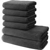 Ôhm Set di 6 Teli da Bagno | 2 Telo Doccia 70x140 cm + 4 Asciugamani Piccoli 50x100 cm | Telo Bagno Spugna Morbido e Assorbente | 100% Cotone | 500g/m2 | Hotel e B&B | Oeko-TEX | Ôhm | Grigio scuro