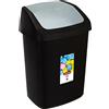 Curver Swing - Pattumiera con Coperchio Basculante, 10 l, in plastica, 24,6 x 19,8 x 37,3 cm, Colore: Nero/Grigio