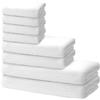 Ôhm Set di 8 Asciugamani | 2 Telo Doccia 70x140 cm + 2 Asciugamani Mani 40x70 cm + 4 Lavette Viso 30x30 cm | Telo Bagno Spugna Morbido e Assorbente | 100% Cotone | 500g/m2 | Oeko-TEX | Ôhm | Bianco