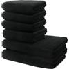 Ôhm Set di 6 Teli da Bagno | 2 Telo Doccia 70x140 cm + 4 Asciugamani Piccoli 50x100 cm | Telo Bagno Spugna Morbido e Assorbente | 100% Cotone | 500g/m2 | Hotel e B&B | Oeko-TEX | Ôhm | Nero