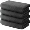 Ôhm Set di 4 Asciugamani Viso 50x100 cm | Piccoli Teli de Doccia per Ospiti e Mani | 100% Cotone | Spugna Morbido e Assorbente | 500g/m2 | Hotel e B&B | Oeko-TEX | Ôhm | Grigio scuro