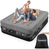 Lewondr Materasso Gonfiabile Matrimoniale con Pompa Integrata, 203x152x46CM Materasso Gonfiabile Durevole Regolabile, Materasso ad Aria Veloce da 3 Minuti per Campeggio Casa Viaggio(300kg MAX), Grigio