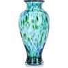 LCCCK Vaso in vetro soffiato a mano, alto 30 cm, bellissimo vaso turchese a bocca larga per centrotavola, vaso da fiori in vetro di Murano colorato dipinto per - ingresso casa centro matrimoni