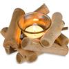 Katmerio Driftwood Portacandele decorativo fatto a mano in legno portacandele vintage con tazza di vetro lanterna per soggiorno matrimonio tavolo da pranzo decorazione