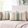 Aisybaklyn Federe Cuscini Bohémien Cuscino Decorativo 30x50 Cotone e Lino Macramè Cuscini per Divano Verde Salvia Moderno casa colonica Quadrate Fodera per Cuscino per Divano Camera da Letto Sedia di Casa Set 2