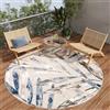TAPISO Patio Tappeto Rotondo Esterno Interno Pelo Corto Design Moderno Motivo Foglie Effetto 3D Tonalità Beige Blu Salotto Sala Camera Terrazza Balcone Outdoor Indoor Oeko-Tex 200 x 200 cm