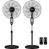 Aigostar Ventilatore a Piantana con Telecomando, 60W Silenzioso Potente, 9 Pale, Timer 7.5H, 3 Velocità & 3 Modalità (Normale/Naturale/Sleep), Altezza Regolabile 102-120cm, Oscillazione 80°, Nero *2