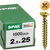 Spax 1081020350123 - Vite universale, testa svasata, taglio a croce, T-STAR plus, 4CUT, filettatura piena, zincato passivato giallo A2L, 0/1030/021/2,5/25/ /01