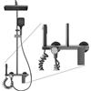 INEX Europa Colonna doccia nera grigio titanio con testa quadrata - Colonna da bagno 4 in 1 con soffione e testa, rubinetto e getto - Colonna da bagno dal design moderno e 10 anni di garanzia