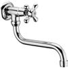 Schläfer 3460210 | Rubinetto Cucina a Muro Singolo per Lavello con manopola Vintage Rubinetto a Parete Acqua Fredda per Lavatoio, Rubinetto da Parete 1/2 Antico Beccuccio girevole a S 200mm, Cromo