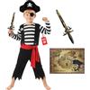 Morph Costume Pirata Bambino, Travestimento Halloween Bambino | Tuta con Gilet, Cappello & Mappa del Tesoro, Stampa a Teschio, Perfetto per Halloween, Ideale per il Gioco di Ruolo