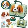 STAY GENT Cane Giocattolo Kit Valigetta Dottoressa Bambina Cagnolino Che Abbaia e Cammina 12Pezzi Peluche Cane Robot Pet Alimentazione Talk Gioco Regalo Giochi Bambini Bambina 2 3 4 5 6 7 Anni Femmina